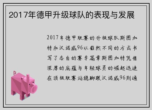 2017年德甲升级球队的表现与发展