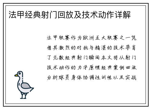 法甲经典射门回放及技术动作详解